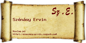 Szénásy Ervin névjegykártya
